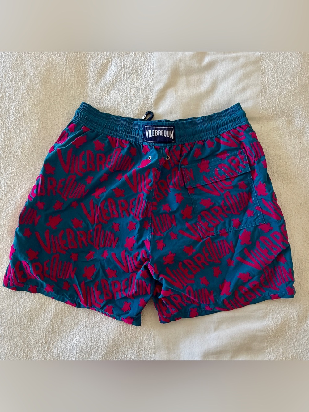 RARE Vilebrequin Men’s Ronde des Tortues Logo Flock Swim Shorts (L) - Picture 4 of 8